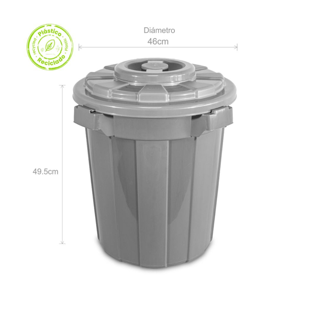 CANECA CON TAPA 37 LT GRIS