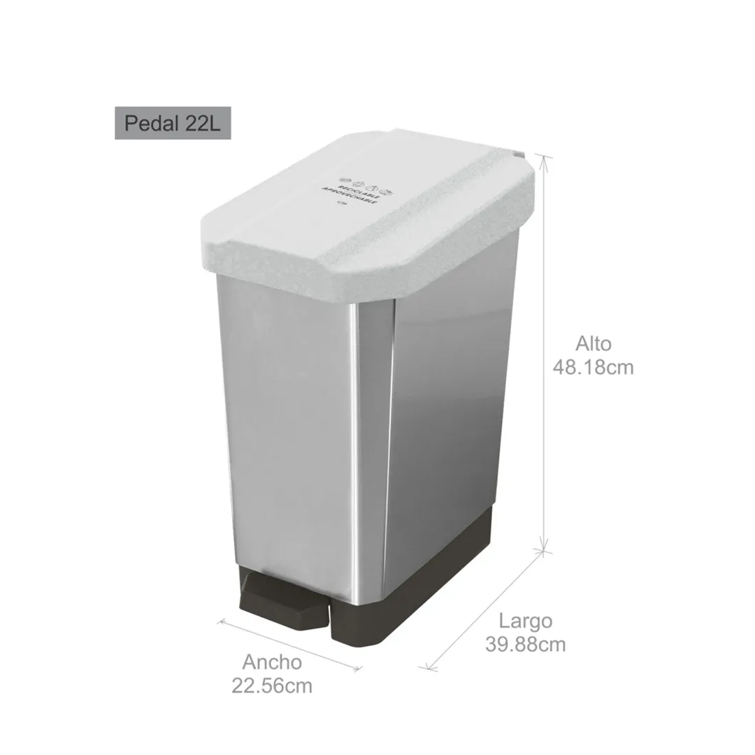 PAPELERA ESTRABINS PEDAL 22L METALIZADO