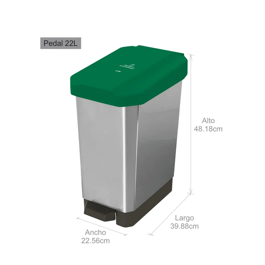 PAPELERA ESTRABINS PEDAL 22L METALIZADO