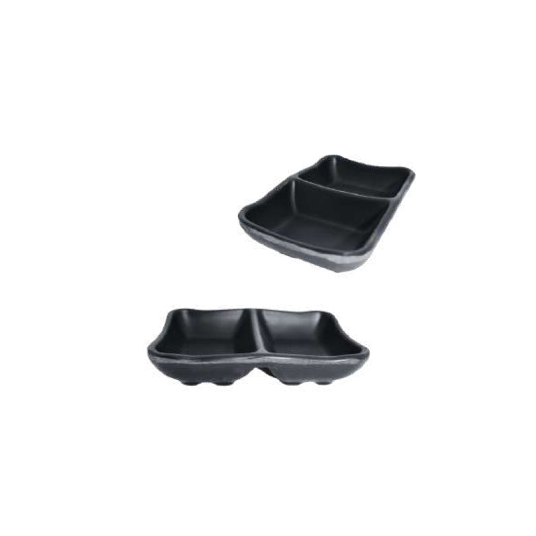 SALSERA DOBLE DE MELAMINA NEGRA TRADE